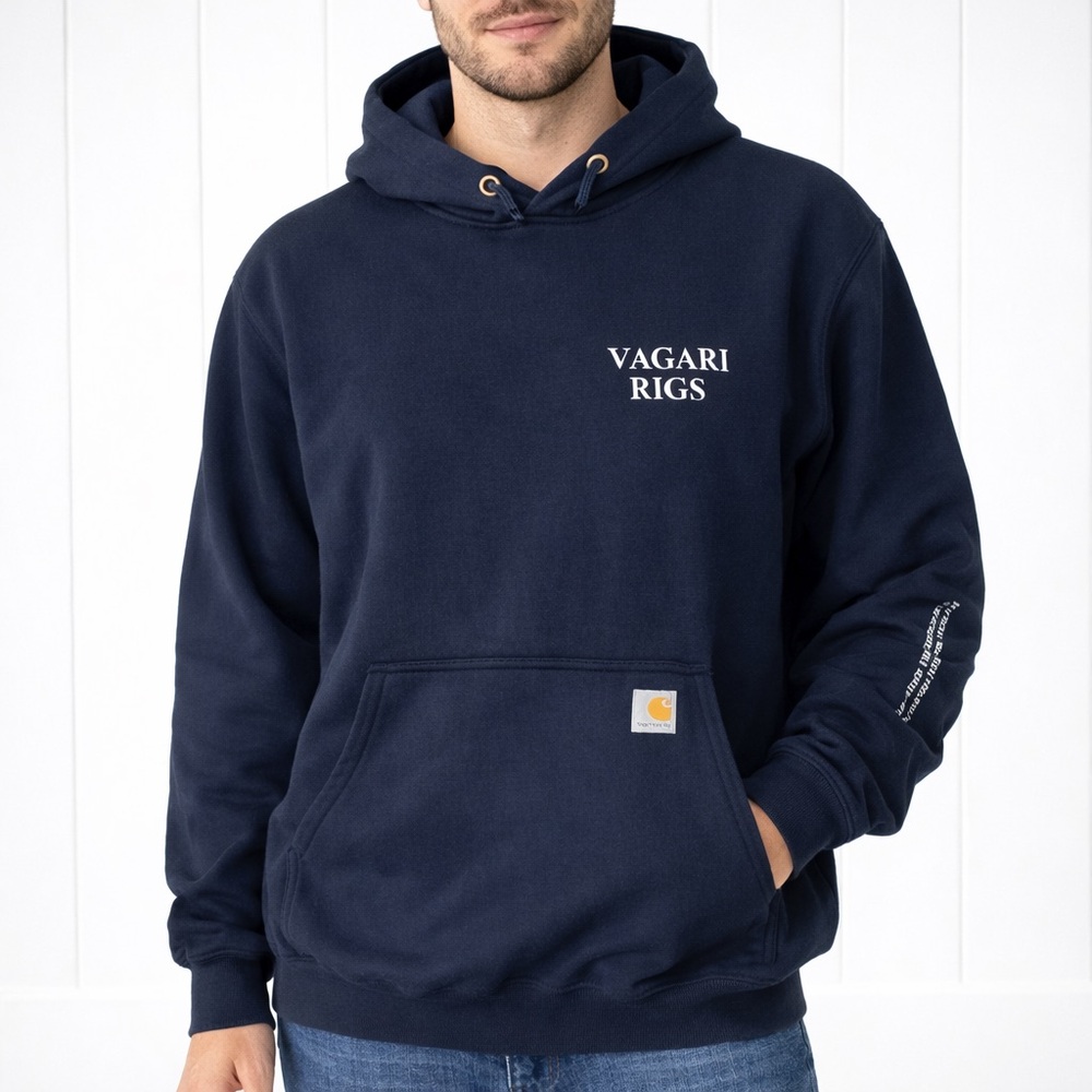 Carhartt Dark Blue Hoodie Relaxed Fit Unisex Size M Pullover Logo Sweatshirt